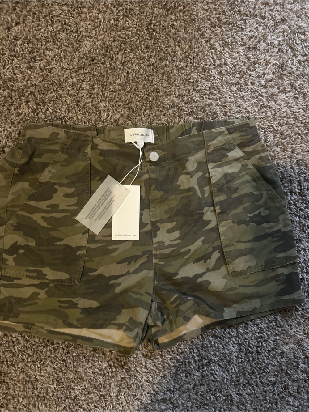 Dear John Olive Green Camo Cargo Shorts